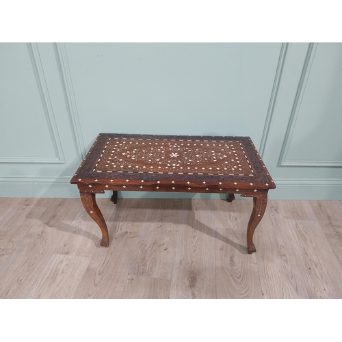 315 - 1950�s rosewood and bone Inlaid Moroccan coffee table {45 cm H x 75 cm W x 43 cm D}