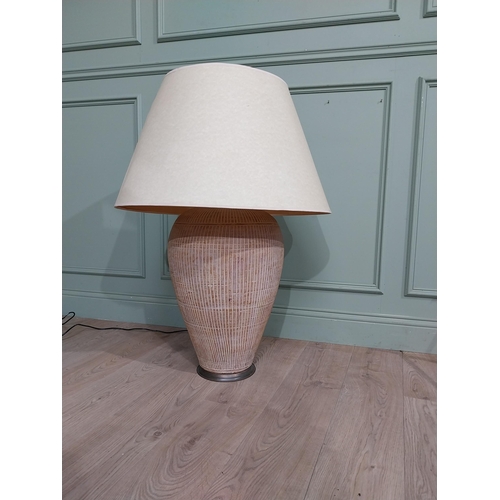 321 - Good quality large table lamp with cloth shade. {96 cm H x 70 cm Dia.}.