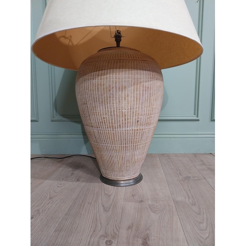 321 - Good quality large table lamp with cloth shade. {96 cm H x 70 cm Dia.}.