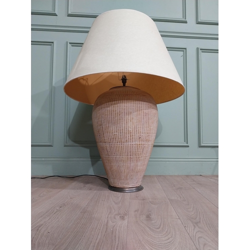 321 - Good quality large table lamp with cloth shade. {96 cm H x 70 cm Dia.}.