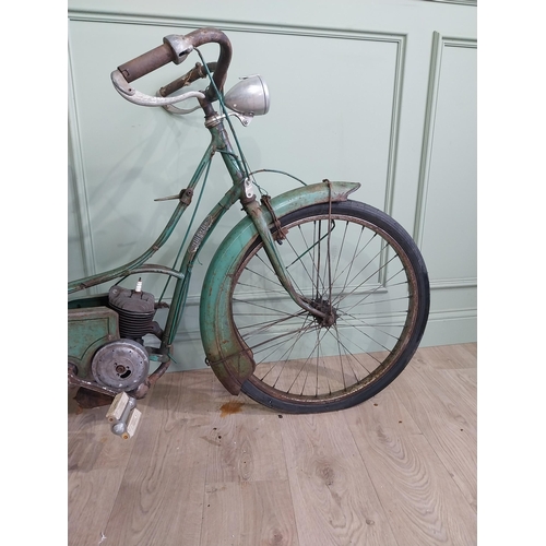 326 - Early 20th C. Petit Breton green autocycle. {96 cm H x 173 cm W x 58 cm D}.