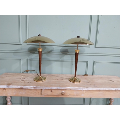 327 - Pair of Italian mid century mushroom shade table lamps. {62 cm H x 38 cm Dia.}.