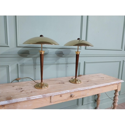 327 - Pair of Italian mid century mushroom shade table lamps. {62 cm H x 38 cm Dia.}.