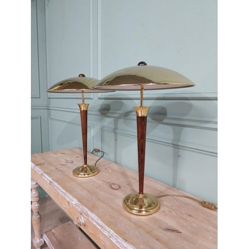 327 - Pair of Italian mid century mushroom shade table lamps. {62 cm H x 38 cm Dia.}.