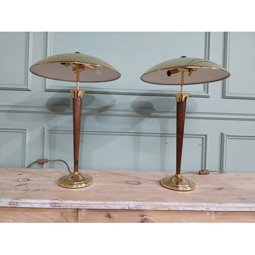 327 - Pair of Italian mid century mushroom shade table lamps. {62 cm H x 38 cm Dia.}.