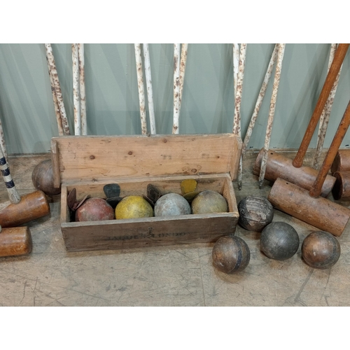 349 - Croquet set in wooden box  Jacques and Co London.  NOT AVAILABLE TO VIEW IN PERSON