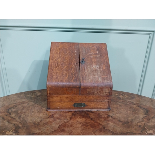 350 - Edwardian oak letter box with fitted interior. {30 cm H x 30 cm W x 19 cm D}.