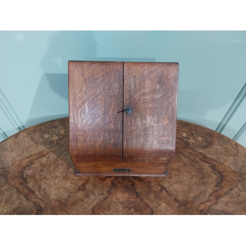 350 - Edwardian oak letter box with fitted interior. {30 cm H x 30 cm W x 19 cm D}.