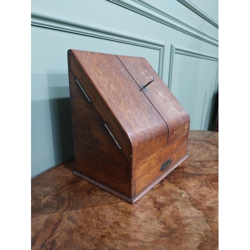 350 - Edwardian oak letter box with fitted interior. {30 cm H x 30 cm W x 19 cm D}.