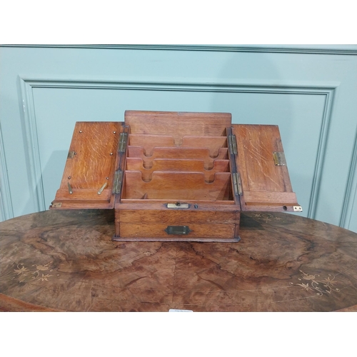 350 - Edwardian oak letter box with fitted interior. {30 cm H x 30 cm W x 19 cm D}.