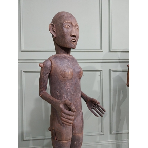 353 - A fine pair of nearly life size wooden ancestral figures From Sulawesi Island Indonesia known as Tau... 