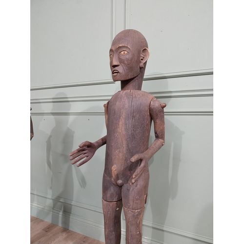 353 - A fine pair of nearly life size wooden ancestral figures From Sulawesi Island Indonesia known as Tau... 