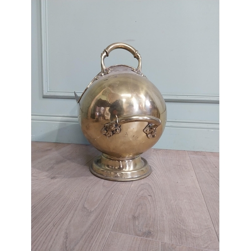 357 - Victorian brass coal helmet. {43 cm H x 50 cm W x 29 cm D}.