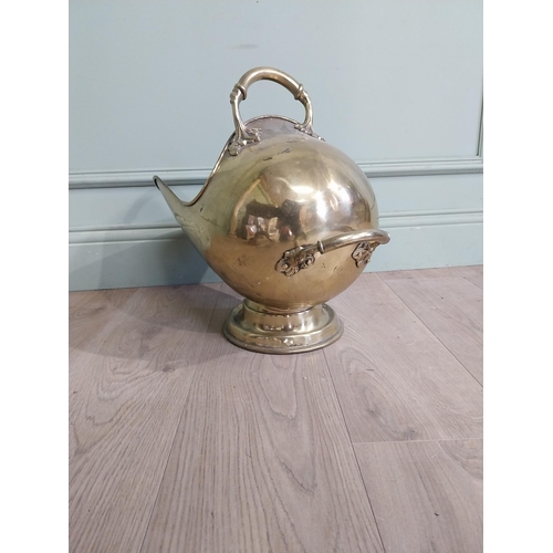 357 - Victorian brass coal helmet. {43 cm H x 50 cm W x 29 cm D}.