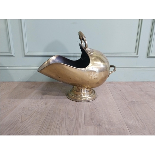 357 - Victorian brass coal helmet. {43 cm H x 50 cm W x 29 cm D}.