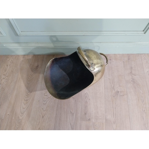 357 - Victorian brass coal helmet. {43 cm H x 50 cm W x 29 cm D}.