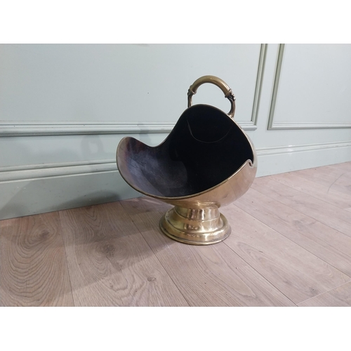 357 - Victorian brass coal helmet. {43 cm H x 50 cm W x 29 cm D}.