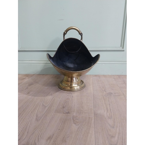 357 - Victorian brass coal helmet. {43 cm H x 50 cm W x 29 cm D}.