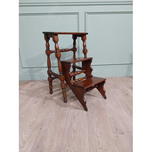 358 - Good quality mahogany metamorphic library ladder in the Victorian style. {76 cm H x 50 cm W x 57 cm ... 