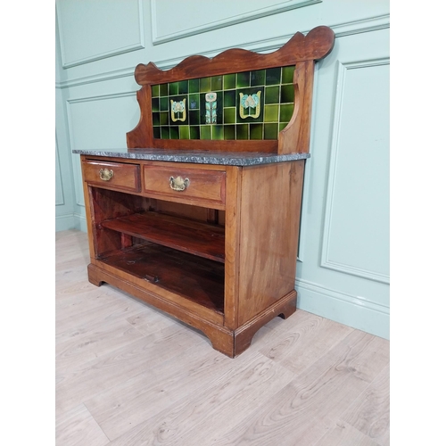 359 - Art Nouveau mahogany washstand with tiled gallery back. {120 cm H x 120 cm W x 48 cm D}.