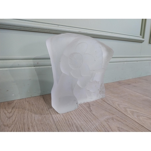 36 - Art Deco style glass sculpture in the Lalique manner. {22 cm H x 24 cm W x 6 cm D}.