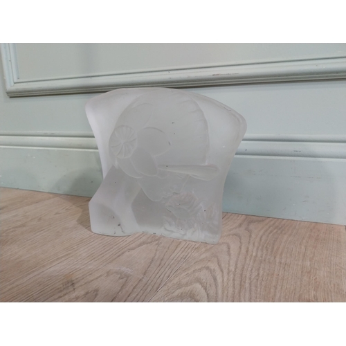 36 - Art Deco style glass sculpture in the Lalique manner. {22 cm H x 24 cm W x 6 cm D}.