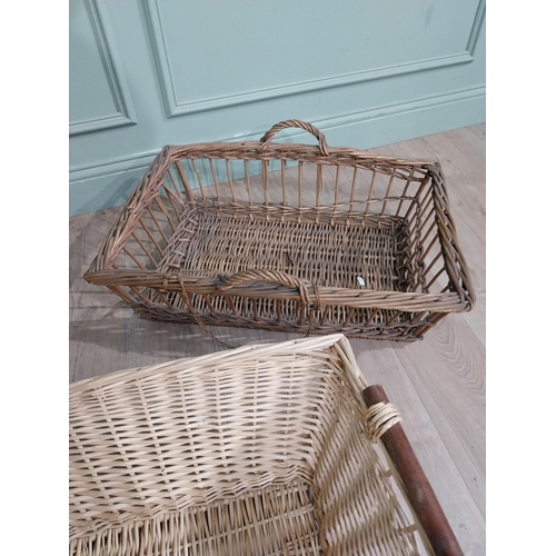 360 - Three wicker baskets. {20 cm H x 70 cm W x 48 cm D}, {30 cm H x 60 cm W x 48 cm D} and {31 cm H x 56... 