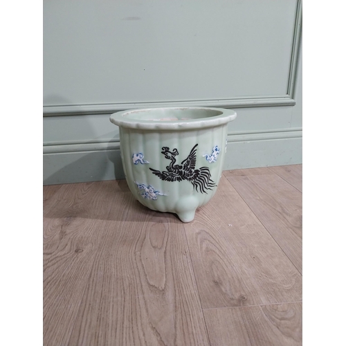 362 - Oriental ceramic jardiniere decorated with Phoenixes. 25 cm H x 30 cm Dia.}.