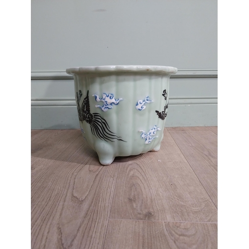 362 - Oriental ceramic jardiniere decorated with Phoenixes. 25 cm H x 30 cm Dia.}.