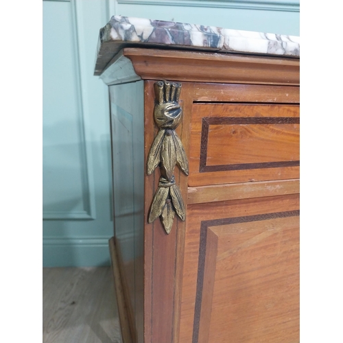 364 - Pair of Edwardian French satinwood bedside lockers with marble tops and ormolu mounts. {80 cm H x 50... 