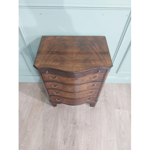 383 - 19th C. Mahogany serpentine front chest of drawers with brush slide over four long drawers. {82 cm H... 