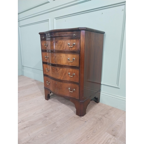 383 - 19th C. Mahogany serpentine front chest of drawers with brush slide over four long drawers. {82 cm H... 