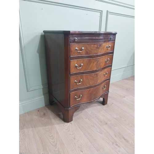 383 - 19th C. Mahogany serpentine front chest of drawers with brush slide over four long drawers. {82 cm H... 