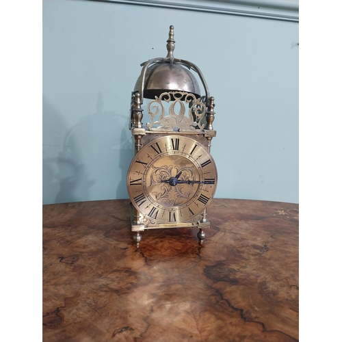 391 - 19th C. Engraved brass bracket clock. {30 cm H x 12 cm W x 11 cm D}.