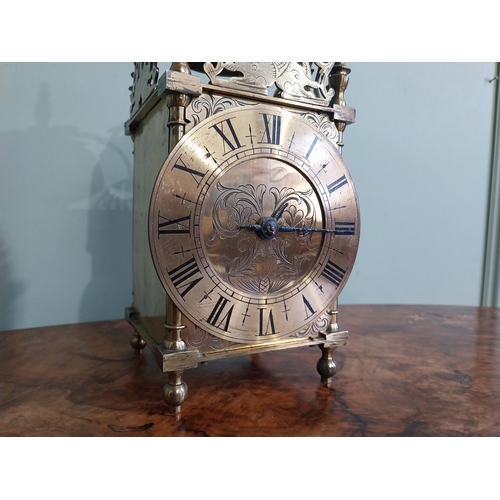 391 - 19th C. Engraved brass bracket clock. {30 cm H x 12 cm W x 11 cm D}.