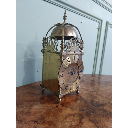 391 - 19th C. Engraved brass bracket clock. {30 cm H x 12 cm W x 11 cm D}.