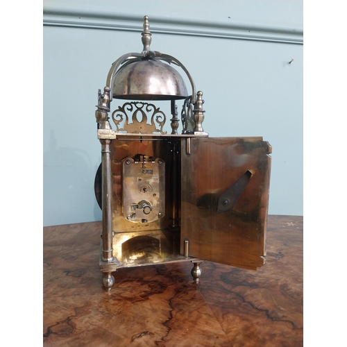 391 - 19th C. Engraved brass bracket clock. {30 cm H x 12 cm W x 11 cm D}.