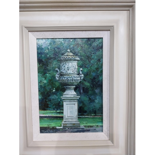 396 - Mark O'Neill Park Urn Oil on board mounted in painted wooden frame. {55 cm H x 45 cm W}.