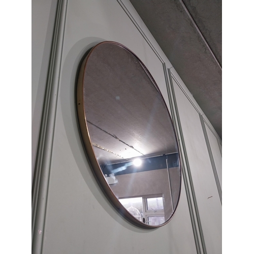 40 - Mid century Italian brass Gio Ponti mirror. {81 cm Dia.}.