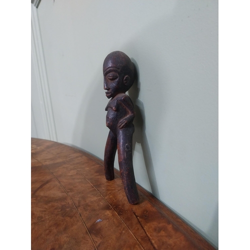 400 - African carved hardwood fertility figure. {17 cm H x 8 cm W x 4 cm D}.