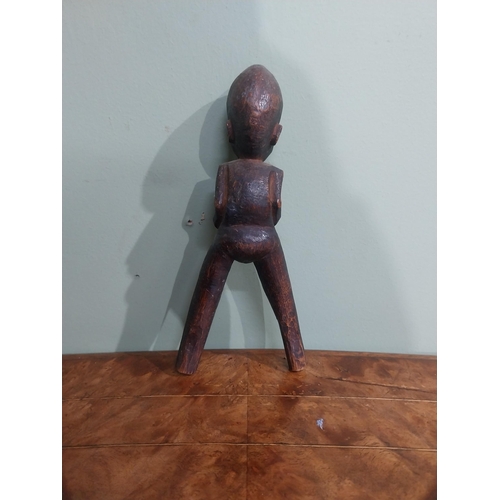 400 - African carved hardwood fertility figure. {17 cm H x 8 cm W x 4 cm D}.