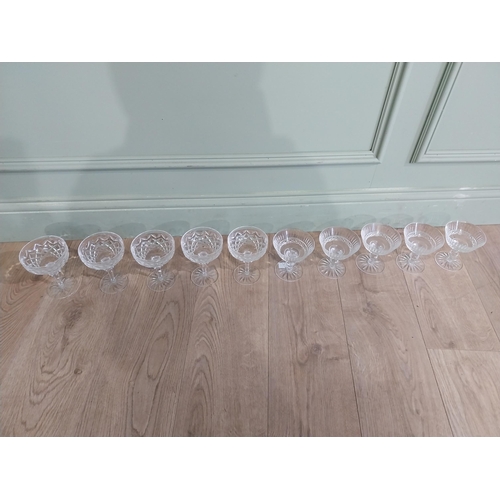 402 - Set of five Waterford glass crystal champagne glasses. {14 cm H} and set of five Waterford glass cry... 