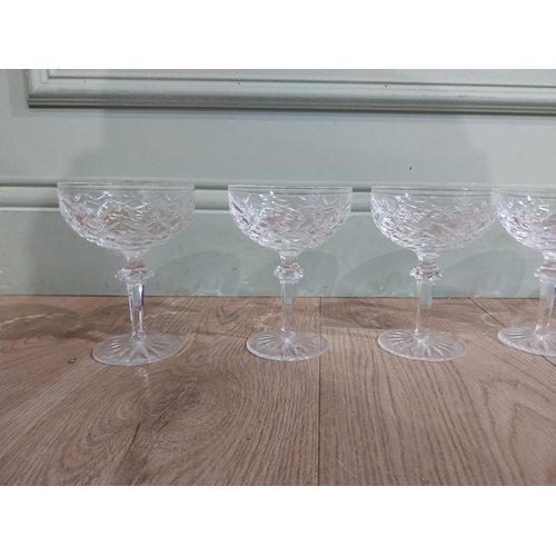 402 - Set of five Waterford glass crystal champagne glasses. {14 cm H} and set of five Waterford glass cry... 