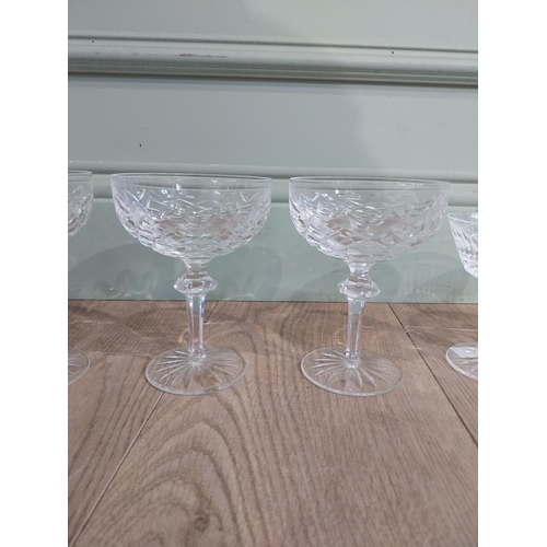 402 - Set of five Waterford glass crystal champagne glasses. {14 cm H} and set of five Waterford glass cry... 