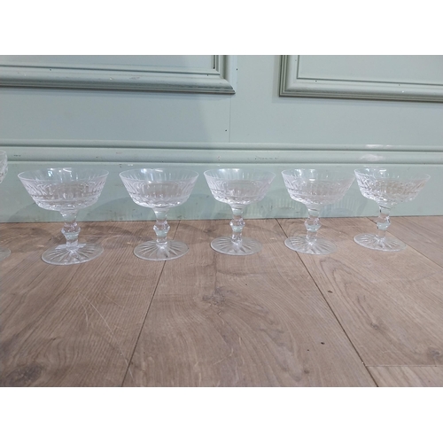 402 - Set of five Waterford glass crystal champagne glasses. {14 cm H} and set of five Waterford glass cry... 