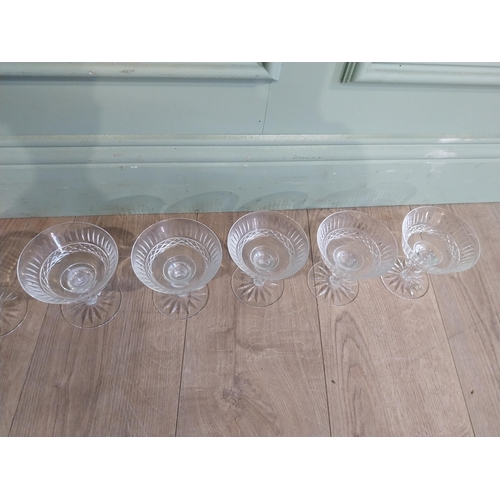 402 - Set of five Waterford glass crystal champagne glasses. {14 cm H} and set of five Waterford glass cry... 