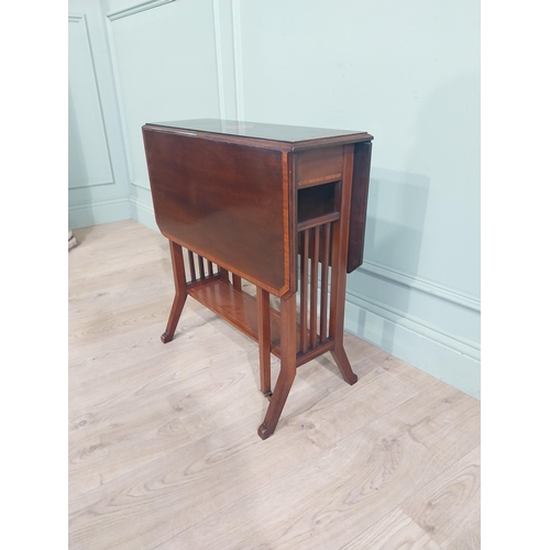 403 - Edwardian mahogany and satinwood inlaid Sunderland table with gate legs. {67 cm H x 60 cm W x 32 cm ... 