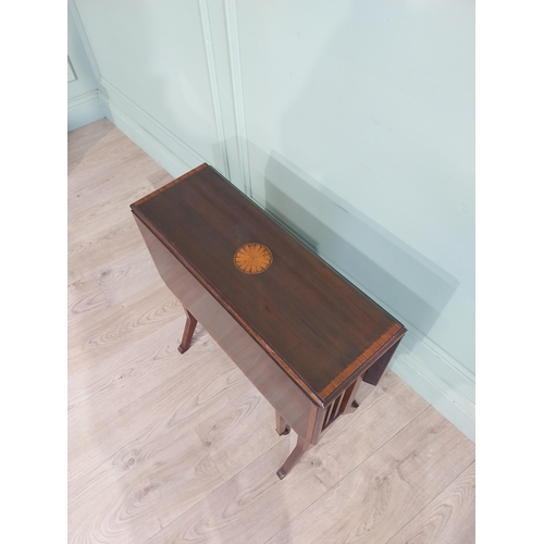 403 - Edwardian mahogany and satinwood inlaid Sunderland table with gate legs. {67 cm H x 60 cm W x 32 cm ... 