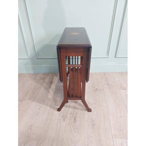 403 - Edwardian mahogany and satinwood inlaid Sunderland table with gate legs. {67 cm H x 60 cm W x 32 cm ... 