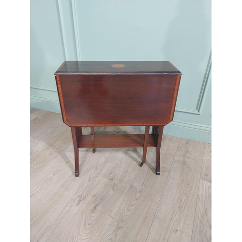 403 - Edwardian mahogany and satinwood inlaid Sunderland table with gate legs. {67 cm H x 60 cm W x 32 cm ... 